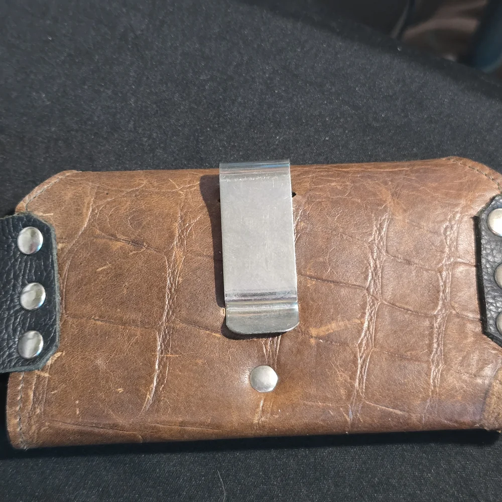 Handcrafted Brown Crocodile Print Leather Cell Phone Case With Belt Clip
